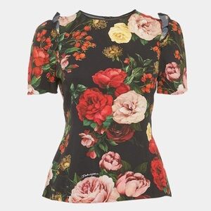 Dolce & Gabbana Black Floral Blouse size IT 44 US 8 EUC